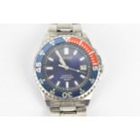 A vintage Seiko Kinetic, gents stainless steel wristwatch, having a 'Pepsi' bezel, blue dial with