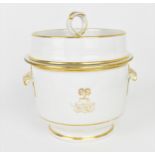 A late 18th century Royal Worcester porcelain ice-pail and cover, circa 1790, with liner, the lid