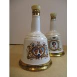Two Bells porcelain decanters and contents Commemorate the marriage of HRH Prince Charles and Lady