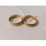 Two 22ct gold wedding rings, 9g Location: