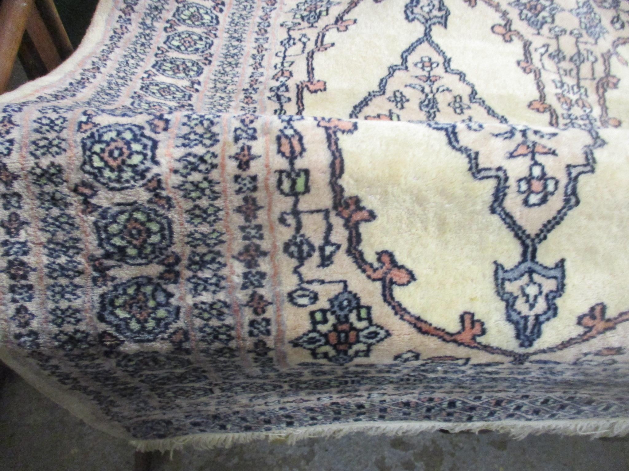 A Persian, possibly Turkish, machine woven rug, floral motifs in a central four-pointed medallion, - Image 8 of 8