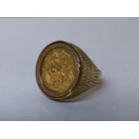 A half sovereign in a 9ct gold setting Location: