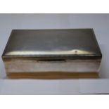 A late 20th century silver cigarette box with engine turned decoration, 15.5cm w Location: