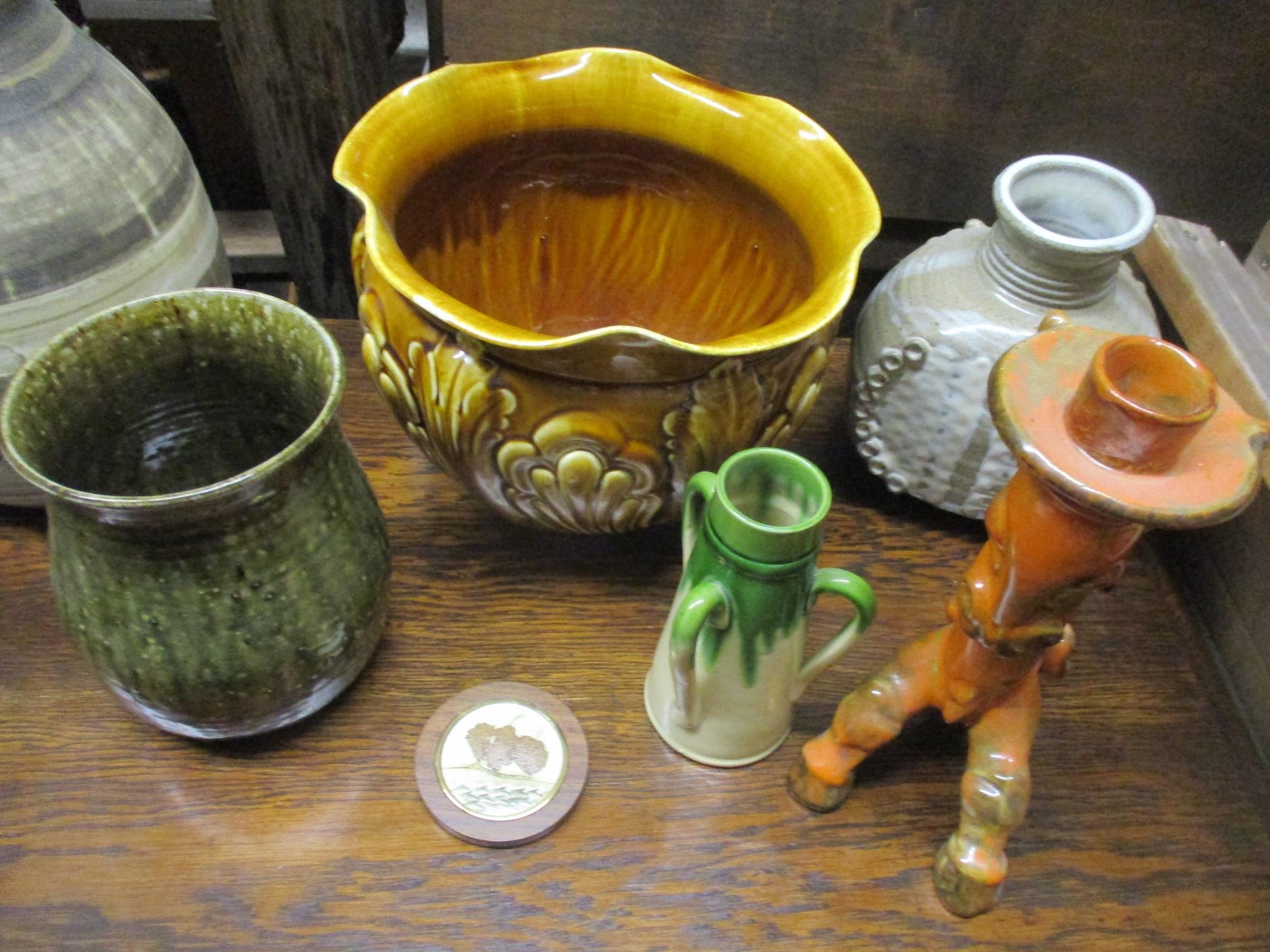 A selection of studio and art pottery table lamps and art pottery to include an Aller vase three - Image 2 of 3