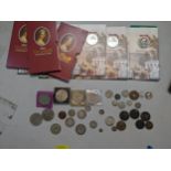 Coins to include an Edwardian two shilling, a George V half crown 1925, commemorative coins, three