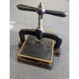 A Victorian cast iron book press, unsigned, 36cm x 32cmH. Location:SL