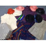 A quantity of vintage ladies clothing to include a Brannigans knitted cape, 2 Tulchan knitted