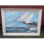 Robert Hone - oil on canvas depicting sailing boats at sea, signed to the lower right corner, 68 x