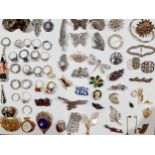 Mixed costume jewellery to include Abalone and silver items, silver tone dress rings, earrings,