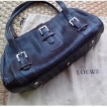 Loewe-A brown leather handbag with twin handles and silver tone hardware, 40cm x 20cm, internal