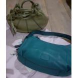 Radley-Two leather bags; one in teal with zipped interior pocket and phone slip compartment having