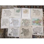 A selection of 18th Century unframed maps, some coloured, mainly of Wales