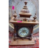 A late 19th century German 8 day walnut mantle clock of architectural form, Location: RAM