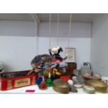 A mixed lot of collectables to include a small mid 20th century treen Minnie Mouse puppet, door