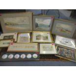 Mixed framed and glazed pictures to include J W Carey - Red Bay Glens of Antrim, circa 1929,