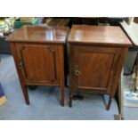 Two early 20th century mahogany single door bedside cabinets