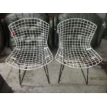 Harry Bertoia design style for Knoll, two, two wire dining chairs