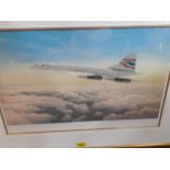 Adrian Rigby - The Queen of the Skies, a Concorde print, together with a ménage of Concorde