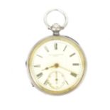 An 19th century silver cased, open faced pocket watch having a white enamel dial, signed 'The