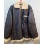 A Morgan brown leather flying jacket No.387 by Aviation Leathercraft having a Morgan cloth badge