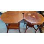 Two late Victorian mahogany occasional tables, one with inlaid ornament. Location:RAF
