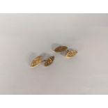 A pair of 15ct gold cuff links, engraved with a monogram, 8.5g