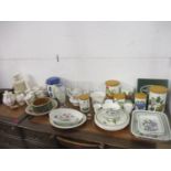 A mixed lot of ceramics to include Portmerion Botanical Garden storage jars, plates and other