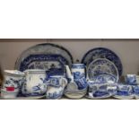 Mixed 20th century blue and white tableware to include Spode coffee cans and Czechoslovakian onion