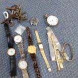 A Roamer ladies gold plated wristwatch and others, together with mixed clock keys