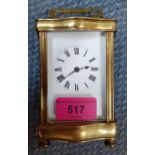 An early 20th century five window brass cased, eight day carriage clock, with key, Location: 2:1