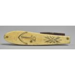 A 19th Century Sailors Scrimshaw Penknife, Blade AF, Handle Measuring 7.5cms Long and with