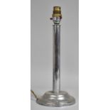 An Early/ Mid 20th Century Chromed Table Lamp Base, Central Cylindrical Supports on Tapered Circular
