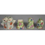 A Royal Winton Chintz Pattern Three Piece Cruet together with a Continental Example (Varying