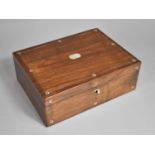 A Late 19th Century Mahogany Work Box with Mother of Pearl Inlay and Escutcheons, 30x22.5x10.5cms