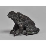 A Small Bronze Study of Hooded Toad, 4cms High