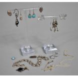 A Collection of Silver and White Metal Items to include Silver Bracelet, Turquoise Earrings, Etc