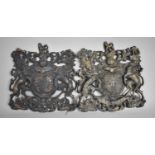 A Pair of 20th Century Cast Metal Wall Plaques, Royal Coat of Arms, Both Measuring 35x36.5cms high