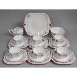 A Shelley Floral Pattern Tea Set to comprise Six Cups, Six Saucers, Side Plates, Cake Plate, Sugar