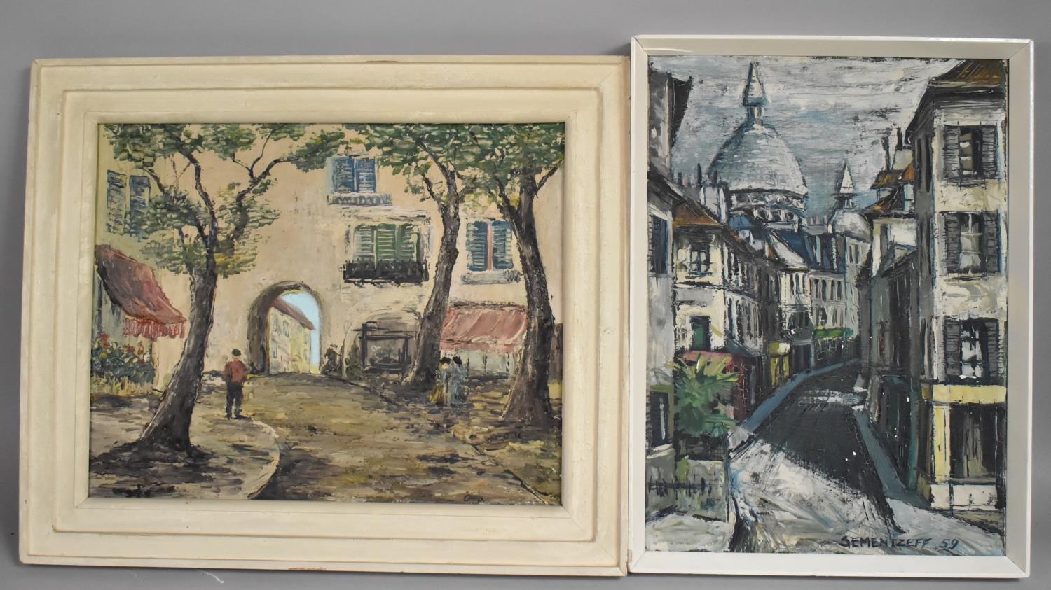 A Late 20th Century Oil on Board,Continental Street, Signed Senntzeff '59 and a Further Example