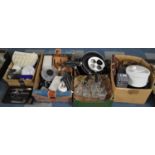 A Collection of Various Kicthenwares to include Pans, Cutlery, Glassware Etc