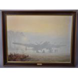A Framed Textured Print on Board 'Off Duty Lancaster at Rest by G Coulsen', 74x54.5cms