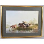 After T.Sidney Cooper, On The Stour (With Cows), Reduced Copy, 49x33cms, Plaque for Arthur