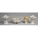 A Collection of Continental Items to include Porcelain Pierced and Floral Decorated Basket/
