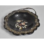 A Victorian Single Handled Papier-Mache and Mother of Pearl Inlaid Shallow Bowl