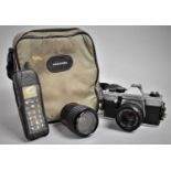 A Praktica MTL50 Camera Outfit, Complete with Various Lenses and Accessories and Canvas Carry Bag