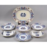 A Set of Minton Imari Pattern Dinnerwares to comprise Kidney Shaped Dishes, Plates, Platter Etc