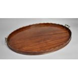 A Large Mahogany 19th Century Scalloped Edged Galleried Tray, 56x76.5cms Wide