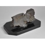 A Desk Top Rock Specimen Mounted on Ebonised Plinth Base, 23.5cms Long