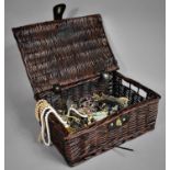 A Wicker hamper Containing Various Items of Costume Jewellery to include Bangles, Necklaces Etc