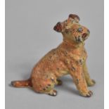 An Early 20th Century Cold Painted Spelter Study of a Seated Terrier, 7.5cms High